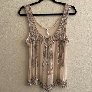 Willow and Clay beaded sheer tank